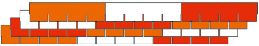 Схема чередования фасадной плитки. Каждый цвет соответствует отдельной упаковке фасадной плитки.