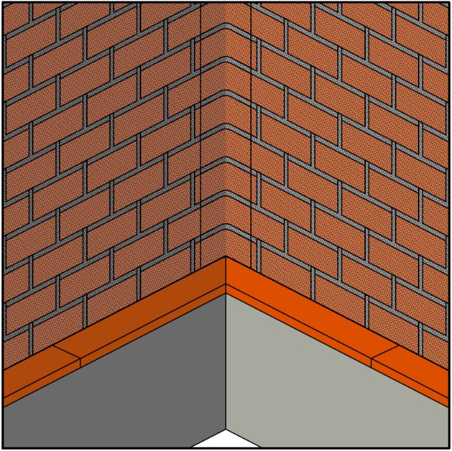 Устройство внутренних углов при помощи угловых
                        элементов brick