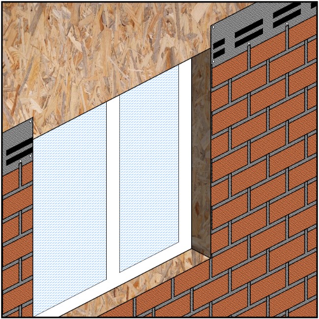 Монтаж фасадной плитки вокруг оконного проёма brick