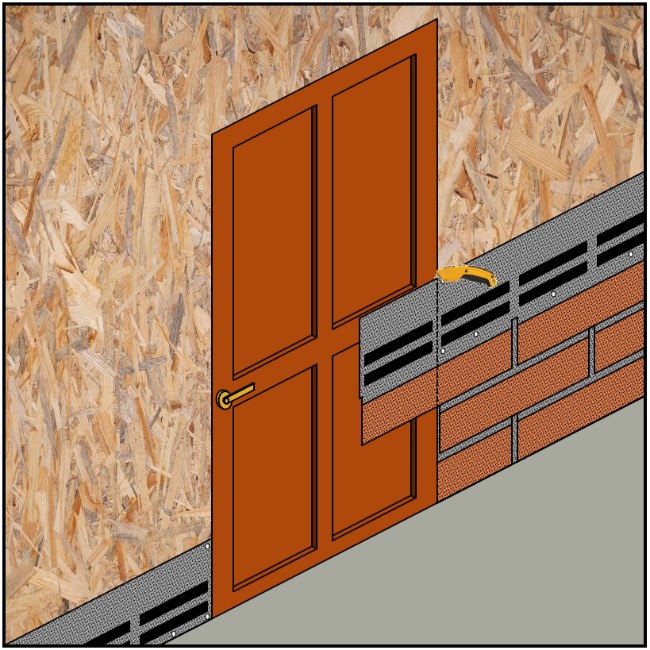 Монтаж фасадной плитки вокруг дверного проёма klinker